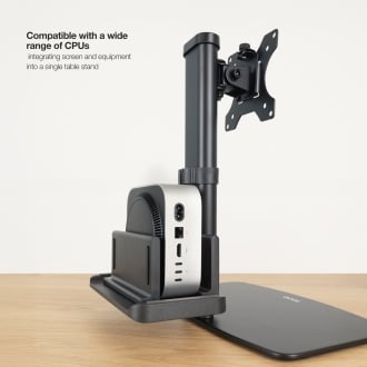 TooQ Soporte de mesa para pantallas 17-27 con soporte integrado para CPU Ligera