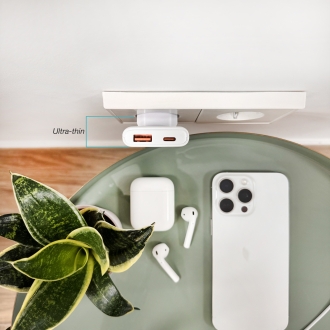 TooQ Cargador de viaje Tipo C y Tipo A, GaN 65W, USB-C/PD + USB-A/QC, Blanco