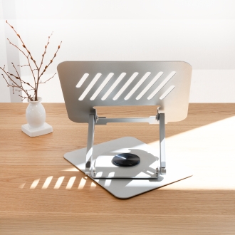 TooQ Soporte Elevador con rotación 360° y ajustable, para dispositivos de 11-17, Color Plata