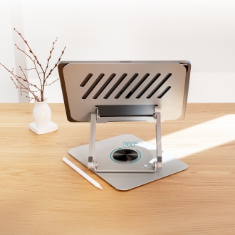 TooQ Soporte Elevador con rotación 360° y ajustable, para dispositivos de 11-17, Color Plata