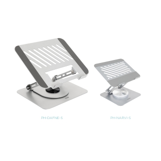 TooQ Soporte Elevador con rotación 360° y ajustable, para dispositivos de 11-17, Color Plata