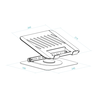 TooQ Soporte Elevador con rotación 360° y ajustable, para dispositivos de 11-17, Color Plata