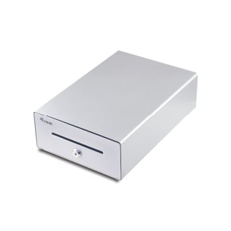 TPV CAJON PORTAMONEDAS EQUIP  ALUMINIO APERTURA MANUAL Y AUTOMATICA CONECTOR RJ11 COLOR PLATA