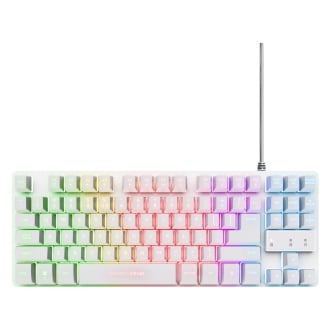 TECLADO MOUSE Y ALFOMBRILLA TRUST GAMING GXT 794 BLANCO RGB RATON WIRELESS 4800DPI TECLADO CABLE