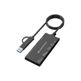 CARD READER EXTERNO CONCENTRONIC BIAN010B USB-C Y USB-A SD, SDHC, SDXC, Micro SD, MMC,MS, CF, XD