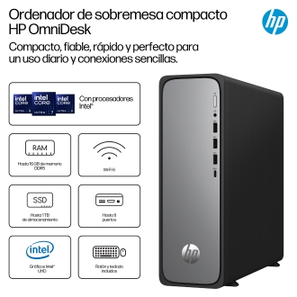 Ordenador hp omnidesk slim s03 - 0017ns i5 - 14400 -  16gb -  ssd 512gb -  w11 -  plata meteoro