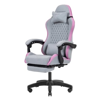 SILLA GAMER MARS GAMING MGCXFSPK FABRIC RECLINABLE REPOSAPIES EXTENSIBLE DISEÃO TEXTIL ROSA PLATA