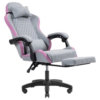 SILLA GAMER MARS GAMING MGCXFSPK FABRIC RECLINABLE REPOSAPIES EXTENSIBLE DISEÃO TEXTIL ROSA PLATA