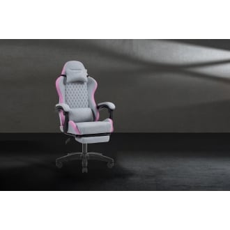 SILLA GAMER MARS GAMING MGCXFSPK FABRIC RECLINABLE REPOSAPIES EXTENSIBLE DISEÃO TEXTIL ROSA PLATA