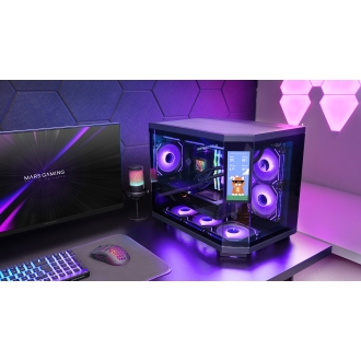 CAJA ATX SEMITORRE GAMING MARS GAMING MC3TCORELCDM 3 CRISTAL TEMPLADO PANTALLA LCD 2x3.5 3x2.5 GPU 4