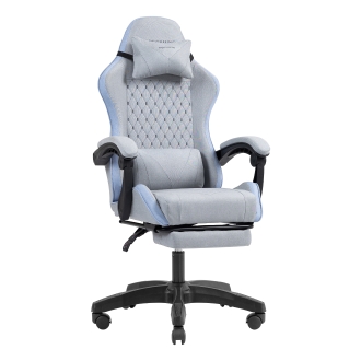 SILLA GAMER MARS GAMING MGCXFSBL FABRIC RECLINABLE REPOSAPIES EXTENSIBLE DISEÃO TEXTIL AZUL PLATA
