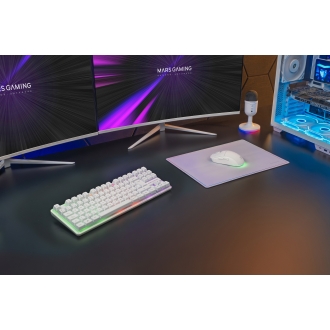 TECLADO MOUSE Y ALFOMBRILLA MARS GAMING MCPWTKLES BLANCO FRGB RAINBOW 3200DPI