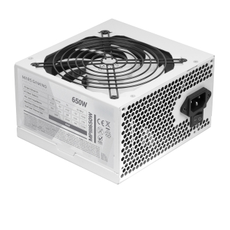 FUENTE DE ALIMENTACION MARS GAMING MPIII 650W, EFICIENCIA 85% PFC ACTIVO VENT 12x12 14db WHITE