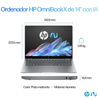 Portatil hp omnibook x 14 - fe0008ns x1e - 78 - 100 -  16gb -  ssd 1tb -  14 pulgadas tactil - w11h