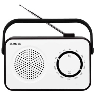 RADIO VINTAGE CON ALTAVOZ AIWA R-190BW AM/FM ALTAVOZ 4" Y JACK 3.5mm DISEÃO SOFT TOUCH STYLISH COLOR