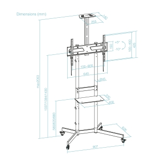 TooQ NEFERTITI Soporte de suelo con Ruedas para pantallas de 37-70, Negro