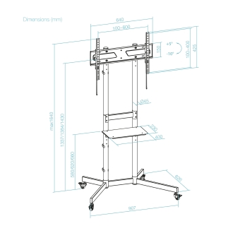 TooQ KEFRÉN Soporte de suelo con Ruedas para pantallas de 37-70, Negro