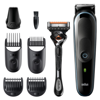 CORTAPELO BRAUN MGK5345 4 CABEZALES REGULABLE RECARGABLE PARA CABELLO Y BARBA + GILLETTE
