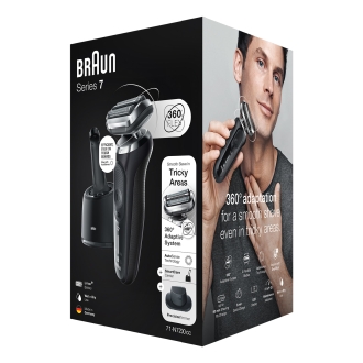 AFEITADORA BRAUN SERIE 7 71-N7200CC 360Âº BASE DE LIMPIEZA SECO Y MOJADO LAMINAS BATERIA GRIS
