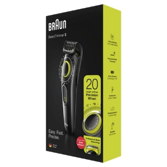 RECORTADORA DE BARBA BRAUN BT3221/EU 20 AJUSTES CORTE 0,5 - 10mm RECARGABLE NEGRO