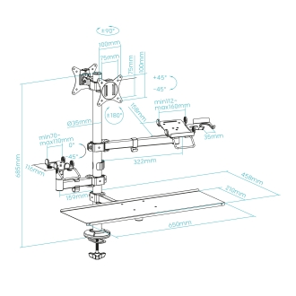 TooQ Soporte de Mesa para TPV/Impresora/Pantallas 17-32/Terminal/Lector/Teclado