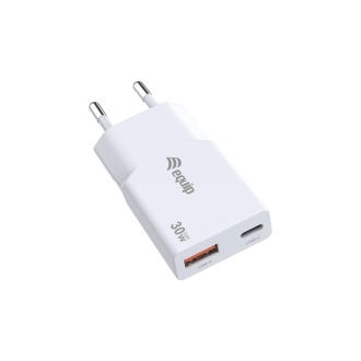 CARGADOR USB EQUIP 245523 GAN 30W 1xUSB-C PD 1xUSB-A SLIM BLANCO