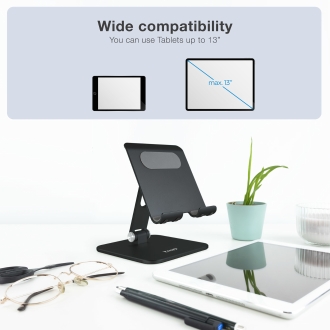 SOPORTE SOBREMESA AJUSTABLE TOOQ TABLET HASTA 13" NEGRO