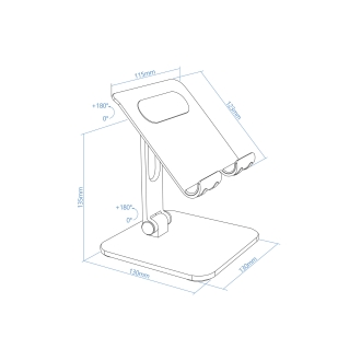 SOPORTE SOBREMESA AJUSTABLE TOOQ TABLET HASTA 13" NEGRO