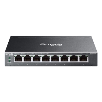 TP-Link Omada ES208GP switch Gestionado L2 Gigabit Ethernet (10/100/1000) Energía sobre Ethernet (PoE) DIN rail Negro