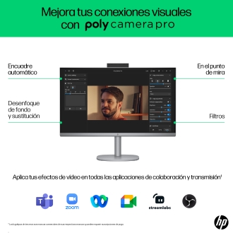 HP OmniStudio X 27-cs0015ns PC Intel Core Ultra 5 125H 68,6 cm (27") 1920 x 1080 Pixeles PC todo en uno 16 GB DDR5-SDRAM 512 GB SSD Windows 11 Home Wi-Fi 7 (802.11be) Plata