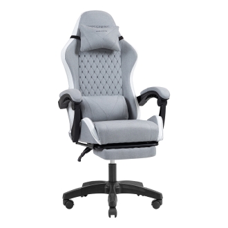 SILLA GAMER MARS GAMING MGCXFSW FABRIC RECLINABLE REPOSAPIES EXTENSIBLE DISEÃO TEXTIL BLANCO PLATA