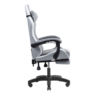 SILLA GAMER MARS GAMING MGCXFSW FABRIC RECLINABLE REPOSAPIES EXTENSIBLE DISEÃO TEXTIL BLANCO PLATA