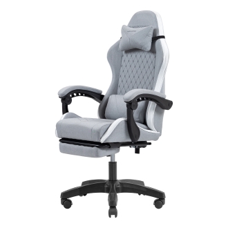 SILLA GAMER MARS GAMING MGCXFSW FABRIC RECLINABLE REPOSAPIES EXTENSIBLE DISEÃO TEXTIL BLANCO PLATA