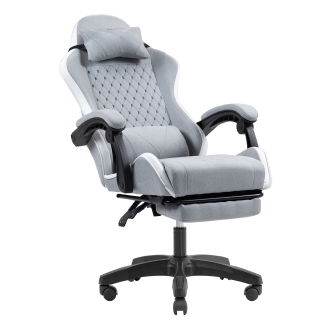 SILLA GAMER MARS GAMING MGCXFSW FABRIC RECLINABLE REPOSAPIES EXTENSIBLE DISEÃO TEXTIL BLANCO PLATA