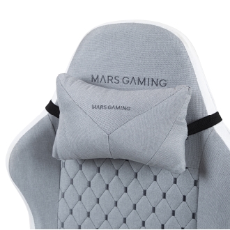 SILLA GAMER MARS GAMING MGCXFSW FABRIC RECLINABLE REPOSAPIES EXTENSIBLE DISEÃO TEXTIL BLANCO PLATA