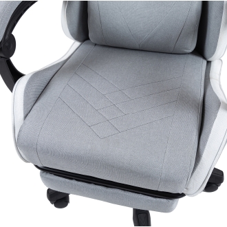 SILLA GAMER MARS GAMING MGCXFSW FABRIC RECLINABLE REPOSAPIES EXTENSIBLE DISEÃO TEXTIL BLANCO PLATA