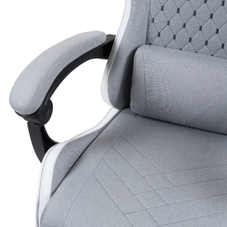 SILLA GAMER MARS GAMING MGCXFSW FABRIC RECLINABLE REPOSAPIES EXTENSIBLE DISEÃO TEXTIL BLANCO PLATA