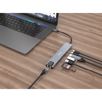 DOCKING USB-C EQUIP 133497 A 1xHDMI 4K 2xUSB-A 3.2 5Gbps 1xTF 1xMicroSD 1xUSB-C PD 100W 1xRJ45