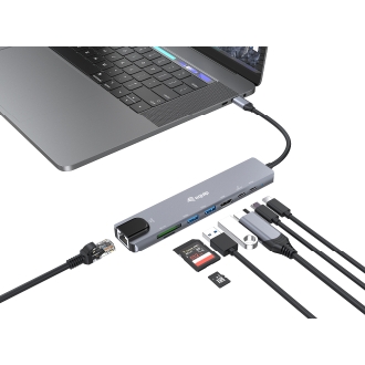 DOCKING USB-C EQUIP 133497 A 1xHDMI 4K 2xUSB-A 3.2 5Gbps 1xTF 1xMicroSD 1xUSB-C PD 100W 1xRJ45