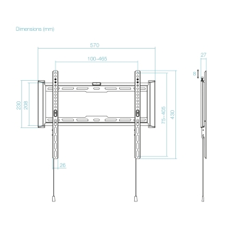 TooQ Soporte Fijo de pared para pantallas 32"- 70", Negro