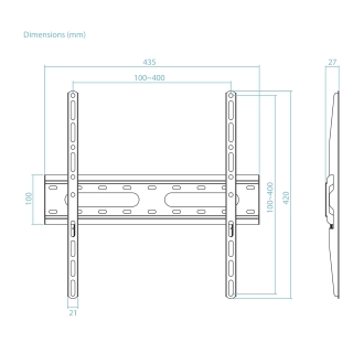 TooQ Soporte Fijo de pared para pantallas 32"- 70", Negro
