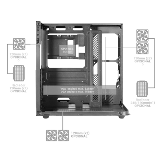 CAJA ATX CUBE MARS GAMING MCINFINIOLITE NEGRA CRISTAL TEMPLADO CURVO GPU 325mm