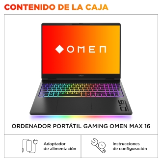 HP OMEN MAX Gaming Laptop 16-ah0039ns Intel Core Ultra 9 275HX Portátil 40,6 cm (16") WQXGA 32 GB DDR5-SDRAM NVIDIA GeForce RTX 5070 Ti Wi-Fi 7 (802.11be) FreeDOS AI PC Negro