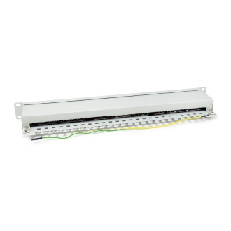 PATCH PANEL 24 PUERTOS CATEGORIA 6 APANTALLADO COLOR GRIS CLARO