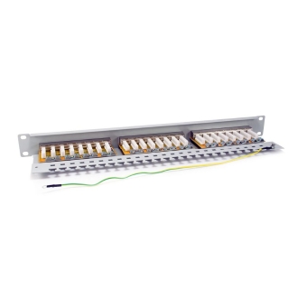 PATCH PANEL 24 PUERTOS CATEGORIA 6 APANTALLADO COLOR GRIS CLARO