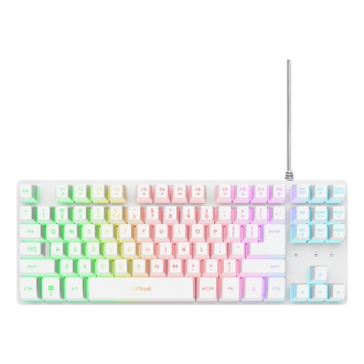 TECLADO TRUST GXT 833 THADO COMPACTO USB 2.0 CABLE 1.5m ILUMINACION RGB COLOR BLANCO