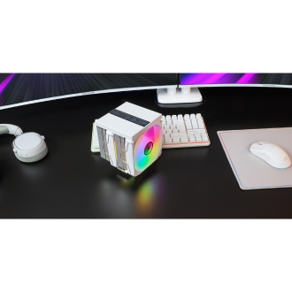 VENTILADOR CON DISIPADOR DE CPU MARS GAMING MCPULCDPROW TDP 380W DOBLE TORRE LCD ARGB BLANCO