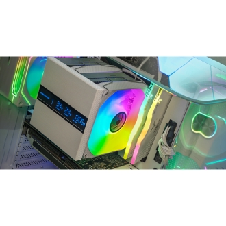 VENTILADOR CON DISIPADOR DE CPU MARS GAMING MCPULCDPROW TDP 380W DOBLE TORRE LCD ARGB BLANCO