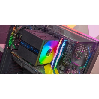 VENTILADOR CON DISIPADOR DE CPU MARS GAMING MCPULCDPRO TDP 380W DOBLE TORRE LCD ARGB NEGRO