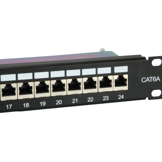 PATCH PANEL 24 PUERTOS CATEGORIA 6A 1U COLOR NEGRO 326625